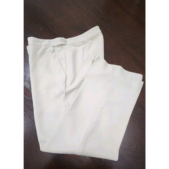 Tommy Bahama‎ Ivory Pants Silk Size 8 Womens Wide Leg Hip Zip - Picture 1 of 9